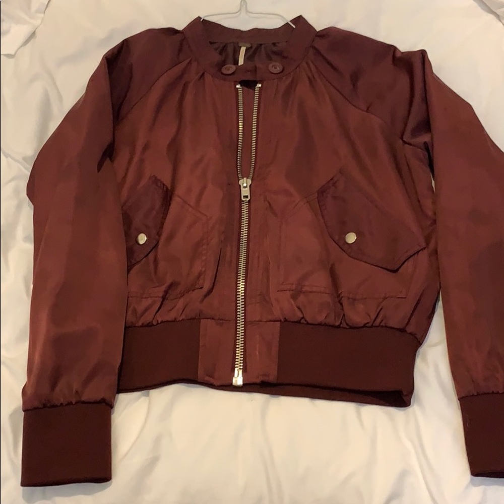 Burgundy Free People bomber